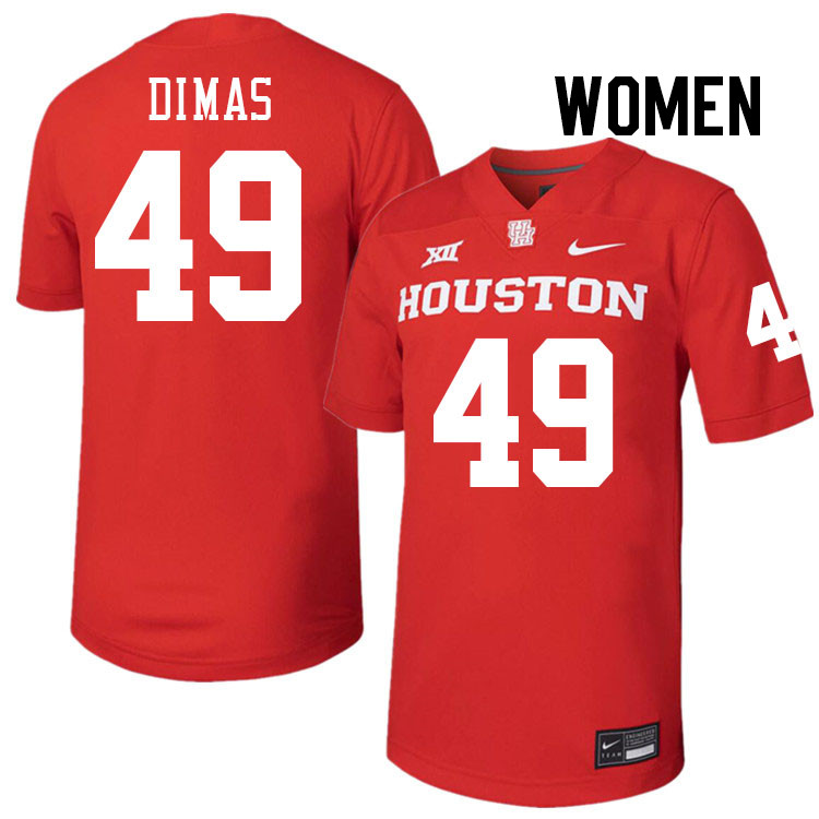 Women #49 Jonathan Dimas Houston Cougars College Football Jerseys Stitched-Red